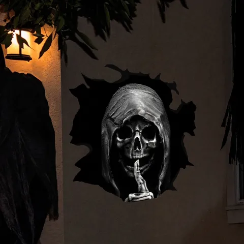 3D Τρισδιάστατο Αυτοκόλλητο Τοίχου Νεκροκεφαλή Τρόμου PVC Αποσπώμενο Διακόσμηση Halloween Σαλόνι Υπνοδωμάτιο