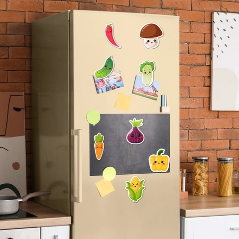 Aimants de Frigo Légumes Dessin Animé Autocollants Magnétiques PVC Décoratifs Cuisine Maison Bureau Étanche Design Alimentaire