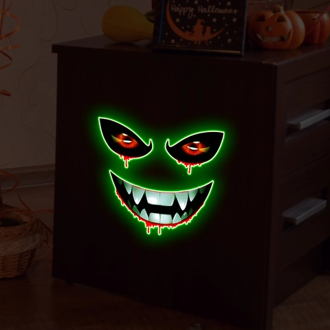 Halloween Spooky Monster Face Toilet Sticker Glow In The Dark PVC Waterproof Horror Wall Decal For Bathroom Home Party Decor
