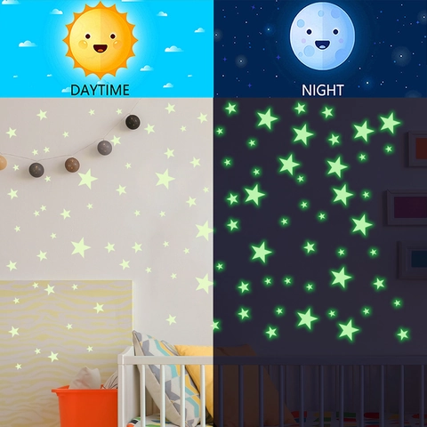 Adesivi Murali Stelle Luminose Fluorescenti PVC Impermeabile Autoadesivo Per Camera Dei Bambini Decorazione Soffitto