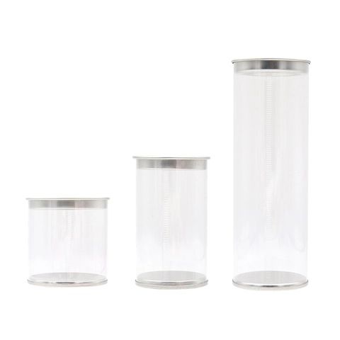 Boîte de Rangement Ronde Transparente en PET pour Emballage d'Éponges Beauté Cylindre Transparent Portable Avec Couvercle