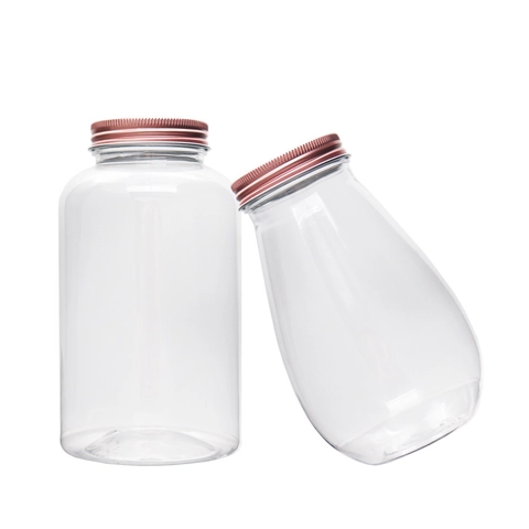 Bottiglia Di Stoccaggio In Plastica PET Trasparente Con Coperchio A Vite In Metallo Oro Rosa Barattolo Ermetico Per Trucco