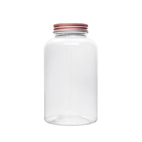 Bottiglia Di Stoccaggio In Plastica PET Trasparente Con Coperchio A Vite In Metallo Oro Rosa Barattolo Ermetico Per Trucco
