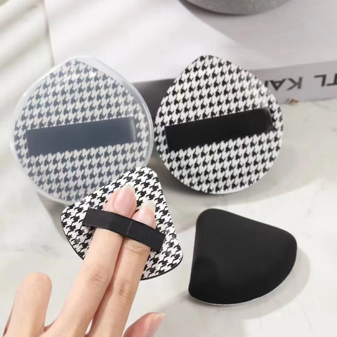 Klassieke Make-Up Spons Kussen Poederdons Met Houndstooth Patroon Druppel Driehoek Vierkant Rond Zachte Foundation Tool