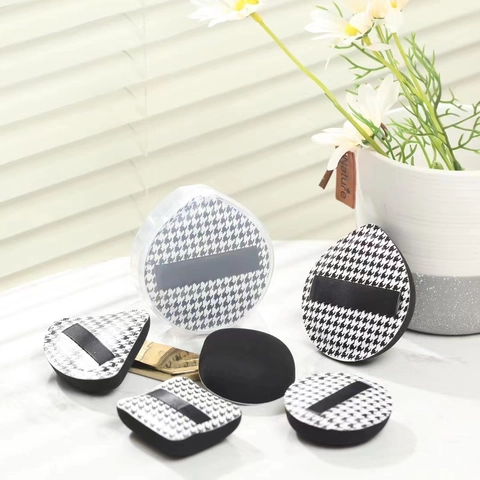 Klassieke Make-Up Spons Kussen Poederdons Met Houndstooth Patroon Druppel Driehoek Vierkant Rond Zachte Foundation Tool