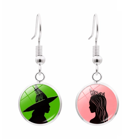 Hangende Haakoorbellen Zinklegering Glazen Cabochon Heks Silhouet Magie Thema Halloween Cosplay Sieraden Voor Dames