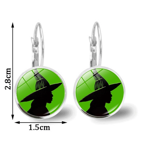 Alloy Glas Cabochon Leverback Hängeohrringe Hexe Prinzessin Silhouette Fantasy Schmuck Accessoire Für Frauen Halloween