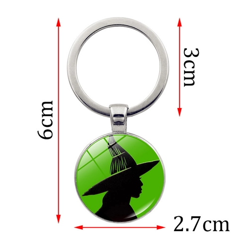Silber Metall Rund Glas Anhänger Schlüsselanhänger Hexe Krone Silhouette Magie Fantasy Stil Auto Tasche Zubehör Geschenk Für Halloween