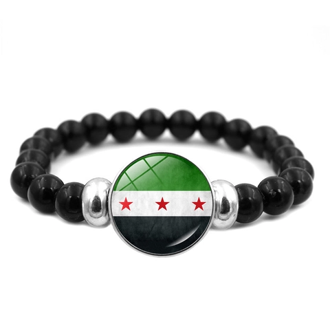 Syria Flag Bracelet Independence Braided Leather Beads Alloy Bangle Jewelry Accessory For Men Women Infinity Love Charms Style
