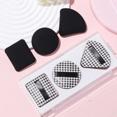 Houndstooth Makeup Puff Hydrophilic Polyurethane Cushion Foundation Sponge Round Square Waterdrop Shape Beauty Tool For Women