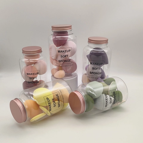 Makeup Sponge Assortment Hydrophilic Polyurethane Blender With Storage Bottle For Foundation Concealer Powder Beauty Tools