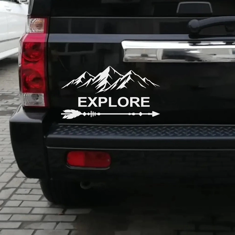 Explore Gebergte Veer Pijl Auto Sticker Waterdicht PVC Vinyl Decal Voor Voertuig Vrachtwagen Venster Bumper Decoratieve Outdoor Avontuur Sticker