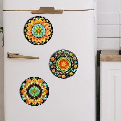 Mandala Kühlschrankmagnete PVC Magnetaufkleber Wasserdicht Dekorativ Rund Kühlschrank Magnete Für Küche Home Dekor