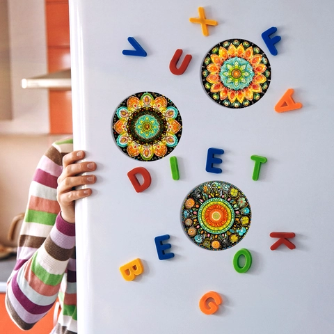 Mandala Kühlschrankmagnete PVC Magnetaufkleber Wasserdicht Dekorativ Rund Kühlschrank Magnete Für Küche Home Dekor