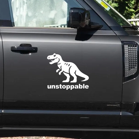 Autocollants Voiture Dinosaure Motivants Unstoppable T-Rex Vinyle Décalcomanies Imperméable Décoratif Pour Fenêtre Véhicule Pare-Chocs