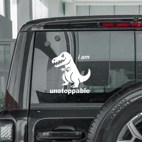 Autocollants Voiture Dinosaure Motivants Unstoppable T-Rex Vinyle Décalcomanies Imperméable Décoratif Pour Fenêtre Véhicule Pare-Chocs