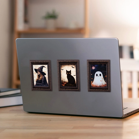 Halloween Fridge Magnets Magnetic Refrigerator Stickers Vintage Picture Frame Design Waterproof PVC Cartoon Ghost Witch Decor