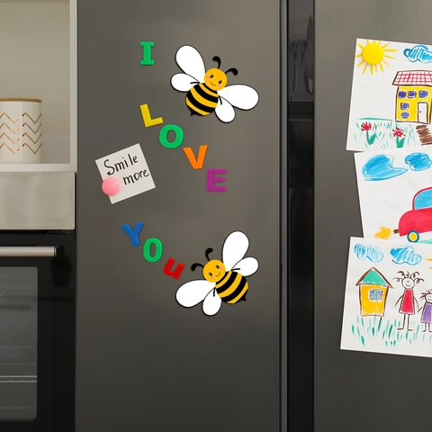 Aimant de Réfrigérateur Abeille de Dessin Animé Autocollant Magnétique en PVC pour Réfrigérateur Décoration Bureau Ordinateur
