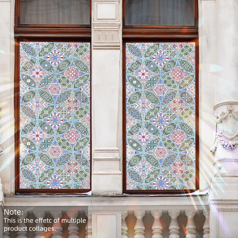 Vintage Mandala Raamfolie Statisch Hechtend Privacy Glassticker Regenboog Zonvanger Decoratief PVC Waterdicht Voor Huis