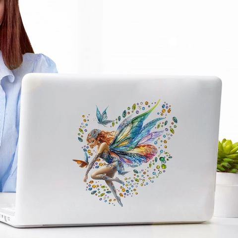 Creatieve Elf Fee Met Kleurrijke Edelstenen Muursticker Waterdichte PVC Sticker Voor Toilet Laptop Schakelaar Decoratie