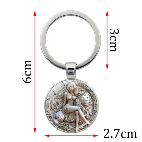 Beauty Und Löwe Anhänger Schlüsselanhänger Vintage Zinklegierung Glas Cabochon Kunst Schlüsselring Für Autoschlüssel Oder Rucksäcke