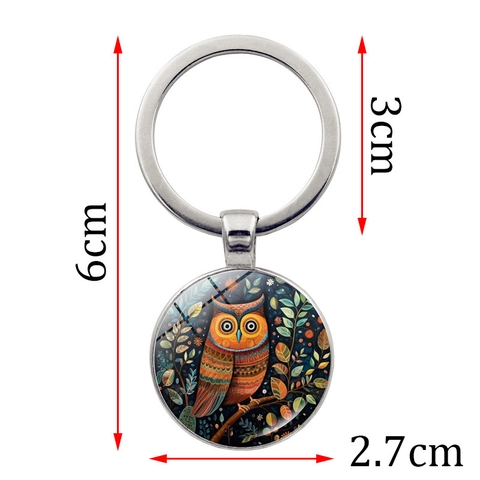Art Eule Glas Cabochon Schlüsselanhänger Zinklegierung Anhänger Vintage Boho Nacht Wald Thema