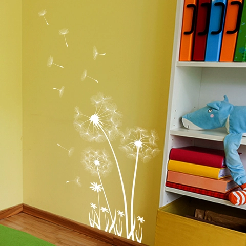 Autocollants Muraux Pissenlit Blanc PVC Imperméable Décalcomanies Auto-adhésives Amovibles Décoration Maison Moderne Chambre