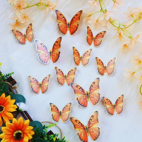 3D Butterfly Wall Stickers Gold Edged Stereoscopic PVC Decals For Home Party Wedding Decoration DIY Ornament