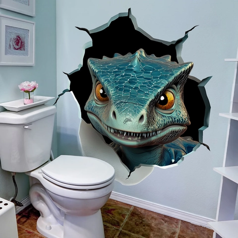 3D Visual Broken Wall Dinosaur Wall Sticker PVC Waterproof Self Adhesive Removable Home Decal For Kids Room Bedroom