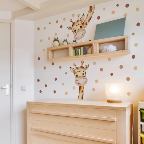Cartoon Giraffe Watercolor Polka Dots Wall Stickers For Kids Room Nursery Decor Removable DIY PVC Home Wall Decals