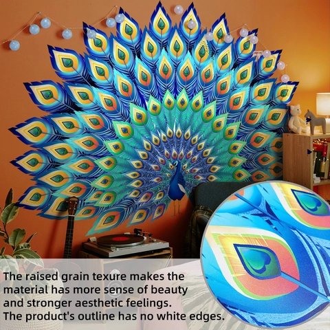 Large Colorful Peacock Wall Sticker PVC Self-Adhesive Removable Animal Art Mural For Living Room Bedroom Home Background