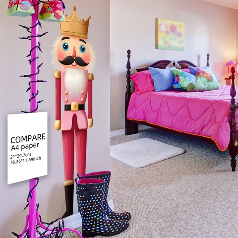 Großer Nussknacker König Wandaufkleber PVC Selbstklebend Wasserdicht Cartoon Aufkleber Für Kinderzimmer Rosa Deko