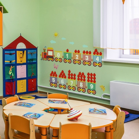 Adesivi Murali Treno Numeri Cartone Animato PVC Impermeabile Decalcomanie Educative Per Cameretta Bambini Asilo Decorazione