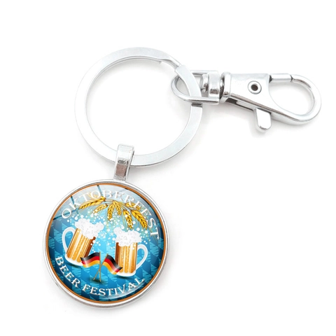 Munich Oktoberfest Beer Festival Keychain Zinc Alloy Glass Dome Pendant Key Ring German Souvenir Gift For Men Women