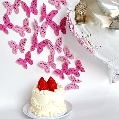Adesivi Murali Farfalla 3D Rosa Texture Foglia Piuma PVC DIY Decorazioni Casa Removibile Estetica Per Cameretta