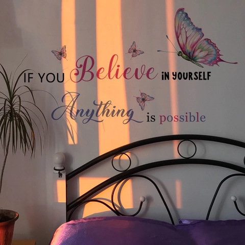 Inspirational Wall Stickers Removable PVC Decals Butterfly Dandelion Quotes For Living Room Bedroom Home Decor