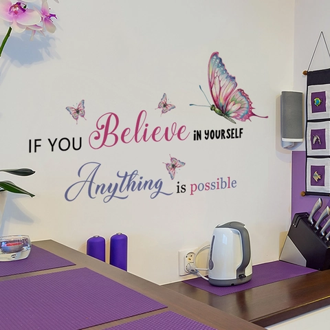 Inspirational Wall Stickers Removable PVC Decals Butterfly Dandelion Quotes For Living Room Bedroom Home Decor