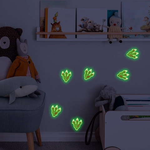 Glow In The Dark Wall Stickers Dinosaur Footprints Luminous Monster Claw Decals PVC Waterproof For Kids Room Halloween