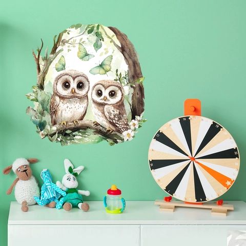 Autocollant Mural Hibou Papillon Aquarelle PVC Auto-Adhésif Imperméable Amovible Décalcomanie D'Art Pour Salle De Bain Chambre