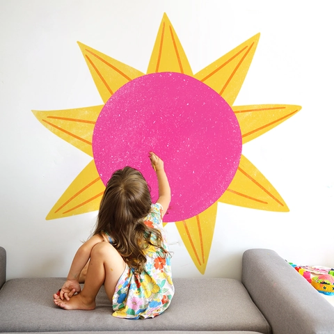 Adesivo Parete PVC Forma Sole Autoadesivo Impermeabile Senza Bordi Bianchi Decorazione Cameretta Bambini Nordico Cartoon