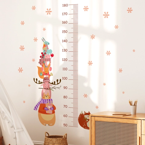 Kids Height Growth Chart Wall Sticker Cartoon Animal Mermaid Construction Vehicle Removable PVC Ruler For Children Bedroom Nursery School Decor