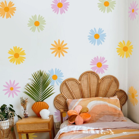 Colorful Daisy Flower Wall Stickers PVC Macaron Floral Removable Decals For Living Room Bedroom Nursery Nordic Decor