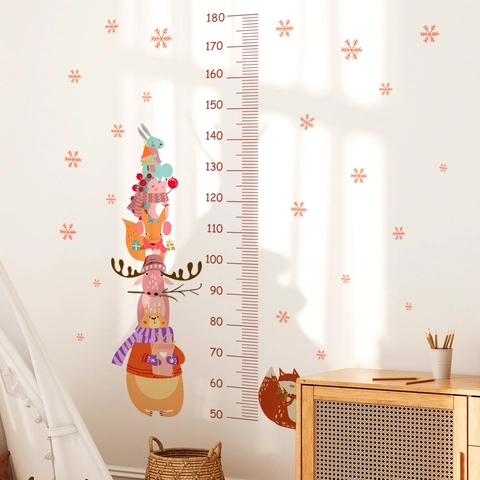 Kids Height Growth Chart Wall Sticker Cartoon Animal Mermaid Construction Vehicle Removable PVC Ruler For Children Bedroom Nursery School Decor