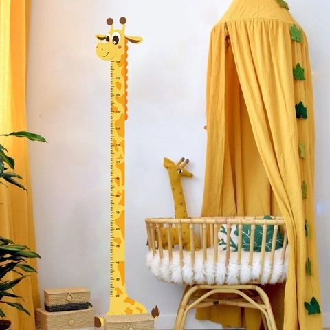 Cartoon Giraffe Height Growth Chart Wall Sticker For Kids Room Nursery Waterproof PVC Home Decor Measurement Ruler Decal