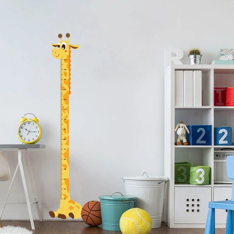 Cartoon Giraffe Height Growth Chart Wall Sticker For Kids Room Nursery Waterproof PVC Home Decor Measurement Ruler Decal