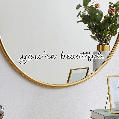 "You're Beautiful" Inspirierender Wandaufkleber Leuchtend Im Dunkeln PVC Wasserdicht Selbstklebend Spiegel Aufkleber Deko