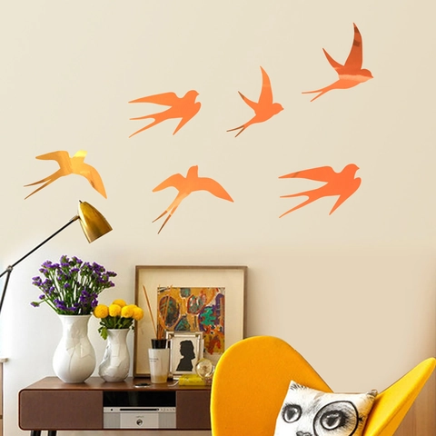 DIY Dazzling Orange Glow In The Dark Wall Stickers Self Adhesive Luminous PVC Decals For Bedroom Living Room Home Decor Luminous Birds Butterfly Ginkgo Leaf Patterns