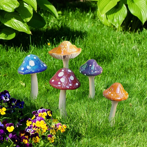 Picchetti Da Giardino A Fungo Decorativi In Plastica PVC Impermeabili Ornamenti Per Vasi Da Fiori Decorazioni Per Esterni