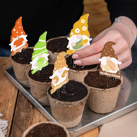 Vegetable Gnomes Garden Stakes Plastic Waterproof Outdoor Plant Markers Decorative Yard Art Ornaments