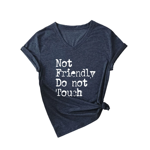 Γυναικείο T-Shirt Με Λαιμό V Κοντό Μανίκι Τύπωμα Γράμματα Σλόγκαν Βαμβακερό Casual Καλοκαιρινό Μπλουζάκι